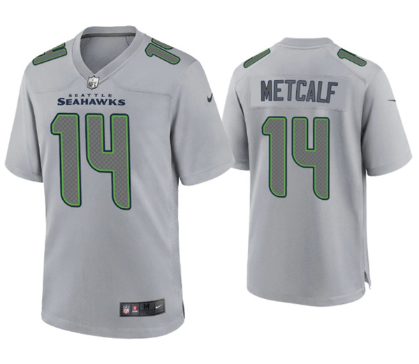 Men's Seattle Seahawks #14 D.K. Metcalf Gray Atmosphere Fashion Stitched Game Jersey